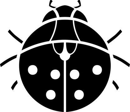 Black silhouette of stylized cartoon ladybird