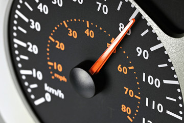 speedometer of a truck at cruising speed of 80 km/h