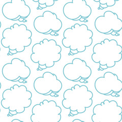 Funny cartoon clouds seamless pattern, vector illustration