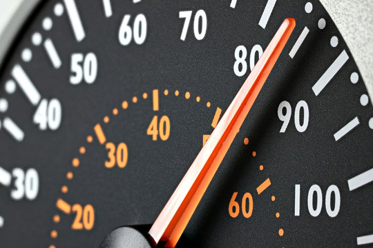 speedometer of a truck at cruising speed of 85 km/h