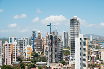Fototapeta na wymiar skyscraper aerial city Skyline of Panama City -