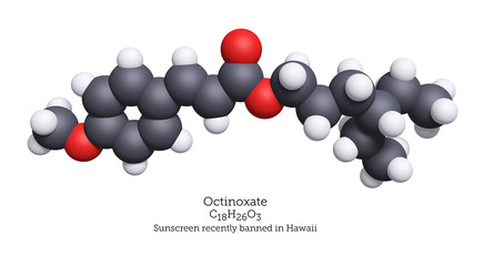 Space-Filling Molecular Model of Octinoxate