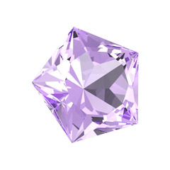 3D illustration isolated purple pentagon diamond stone
