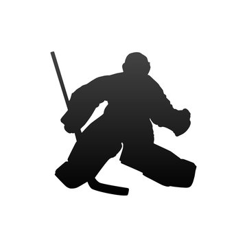 Silhouette of hockey player. Isolated on white background.