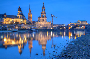 Evening panorama of the old town. Dresden, Germany.