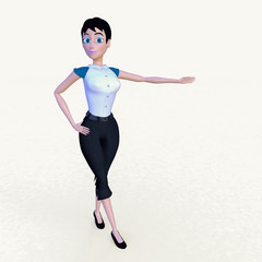 a cartoon character business woman(3d rendering)