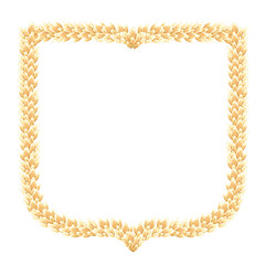 wreath coat of arms outline flag of light leaves grain ears of ears harvest light brown watercolor isolated on white background