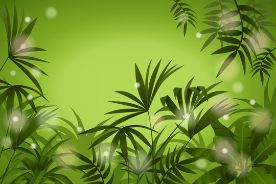 Game landscape with tropical jungle scene. Background vector illustration.