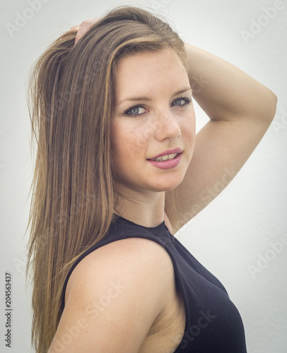 Danish Beauty Young White Woman Blonde Blue Eyes Long Golden