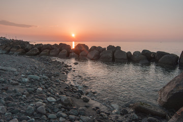Naklejka na ściany i meble Sunset from Thyrrenian Sea of Sicily