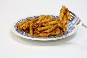 penne pasta with tomato sauce and parmesan