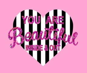 slogan graphic with stripped heart