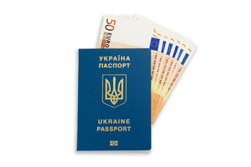 International passport of Ukraine and the bill 50 euros