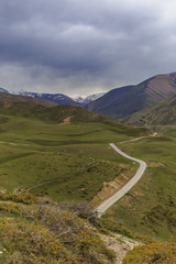 The mountain road leading to the village of Khinalig