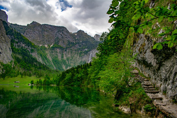 Der Obersee beim K&ouml;nigssee mit dem h&ouml;chsten Wasserfall in Deutschland
