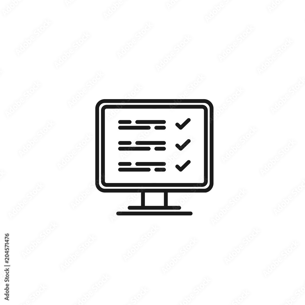 Wall mural computer list check vector icon