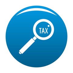 Look at tax icon. Simple illustration of look at tax vector icon for any design blue