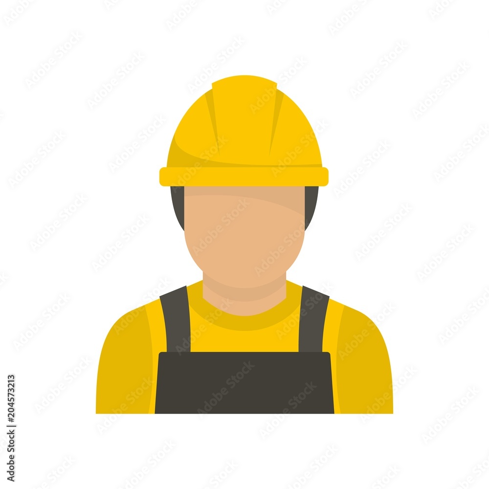 Poster factory worker icon. flat illustration of factory worker vector icon for web