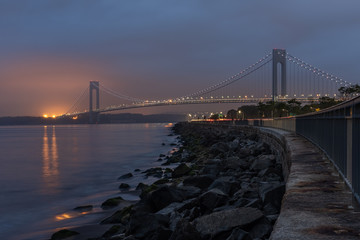 Verrazano-Narrows bridge in Brooklyn, NYC in the dusk