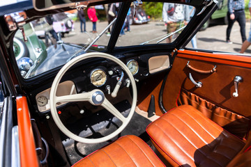 Cockpit from a german oldtimer car with brown seats