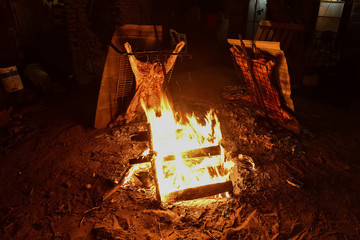 Lamb on the spit, roast lamb, Patagonia