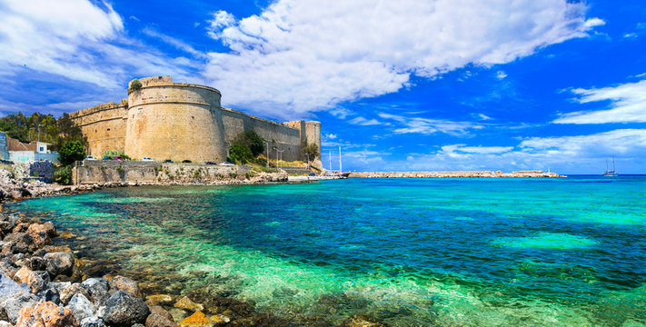 Fototapeta Landmarks of northen Cyprus - medieval venetian castle in Kyrenia