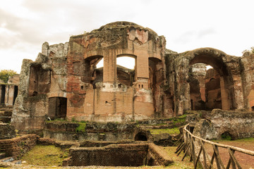 Italy, Central Italy, Lazio, Tivoli. Hadrian's Villa. UNESCO world heritage site. The Grand Thermae...