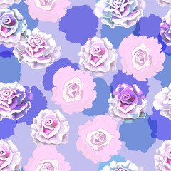 Seamless pattern with neon roses. Vector illustration.
