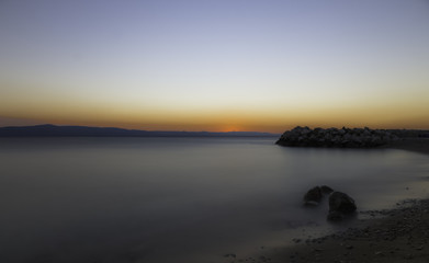 Obraz premium Croatian sunset in Podgora, Makarska Riviera, Dalmatia, Croatia