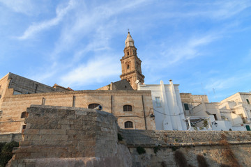 Obraz premium Italy, SE Italy, province of Bari, region of Apulia, Monopoli. Bell tower of cathedral.