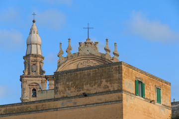 Fototapeta premium Italy, SE Italy, province of Bari, region of Apulia, Monopoli. Bell tower of cathedral.
