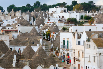 Italy, SE Italy, Region of Apulia, Province of Bari, Itria Valley,  Alberobello. A trullo house is...