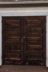 dark wooden double door