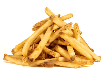 Large Pile of Fries on White