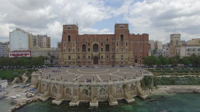 Aerial, famous Palazzo Del Governo in Taranto