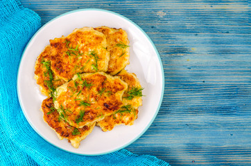 Plate with meat fritters, cutlets