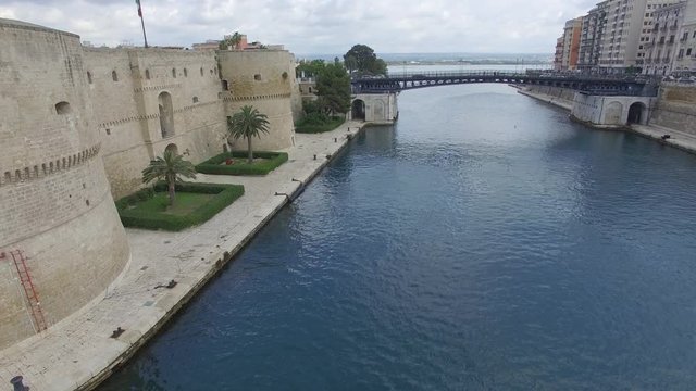 Pan right aerial, Ponte Greenvale in Italy