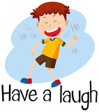 A boy laugh on White Background