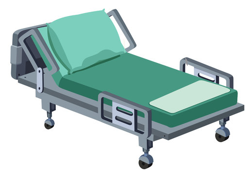 A Modern Hospital Bed on White Background