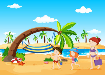 Beach Scene with Hammock