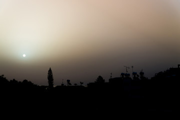 City contours at sunrise