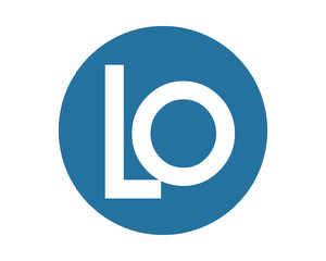 blue circle initial typography LO alphabet typeset typeface font image vector icon