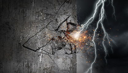 Cracked cement wall