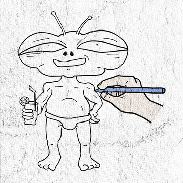 funny alien drawing
