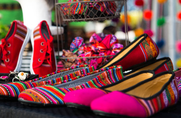 Art and craft artisan market display with clothes and jewelry