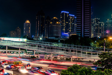 Fototapeta na wymiar Pedestrian Bridge and Speed Lines in Jakarta