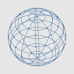 Wire frame style design. Platonic solid design. Connected lines with dots.