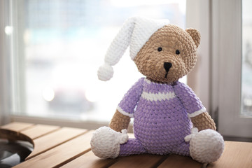 Teddybear toy knitted in the technique of knitting amigurumi