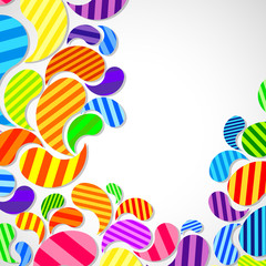 Bright striped colorful curved drops spray on a light background, vector color design, graphic illustration.