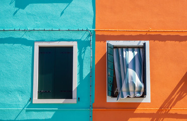Burano, Venezia, Italy. Detailsof the colorful houses in Burano island